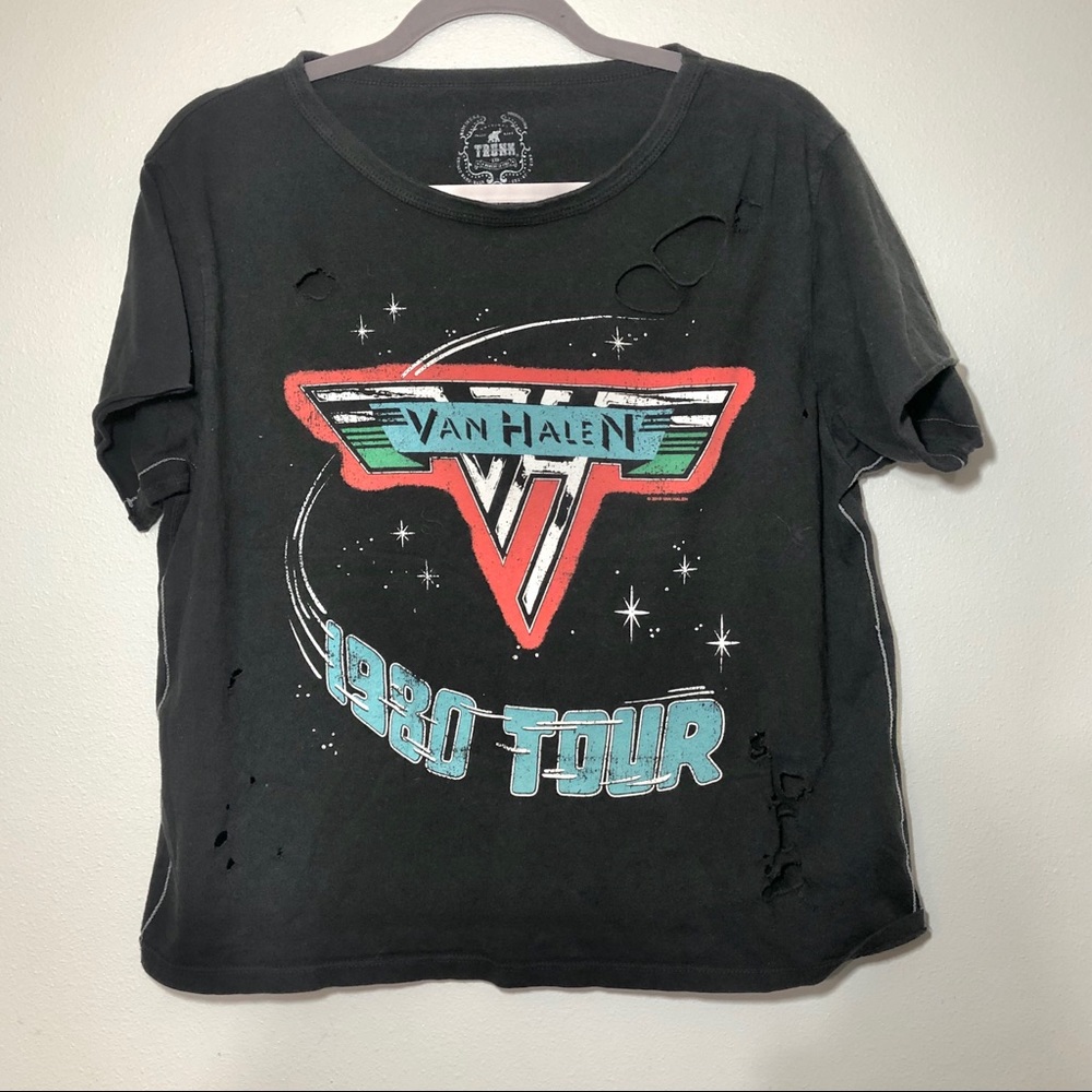 Distressed Van Halen Crop Tee